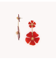 nature bijoux-hibiscus-boucles d'oreilles-longues-bijoux totem.