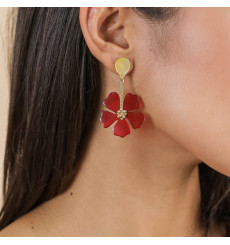 nature bijoux-hibiscus-boucles d'oreilles-top nacre-bijoux totem.