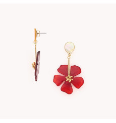 nature bijoux-hibiscus-boucles d'oreilles-top nacre-bijoux totem.