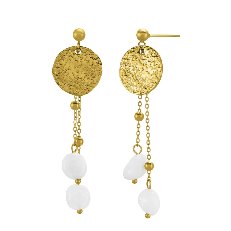 numéro-3-boucles d'oreilles-acier-doré-bijoux-totem.
