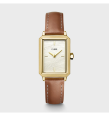 cluse-fluette-montre-femme-or-acier-cuir-brun-bijoux totem