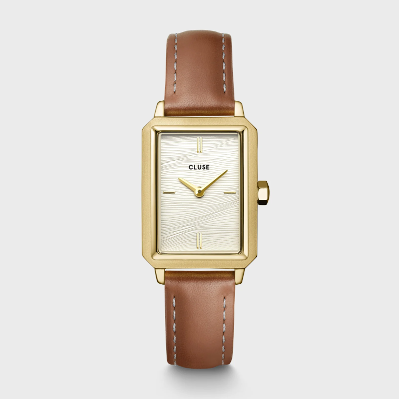 cluse-fluette-montre-femme-or-acier-cuir-brun-bijoux totem
