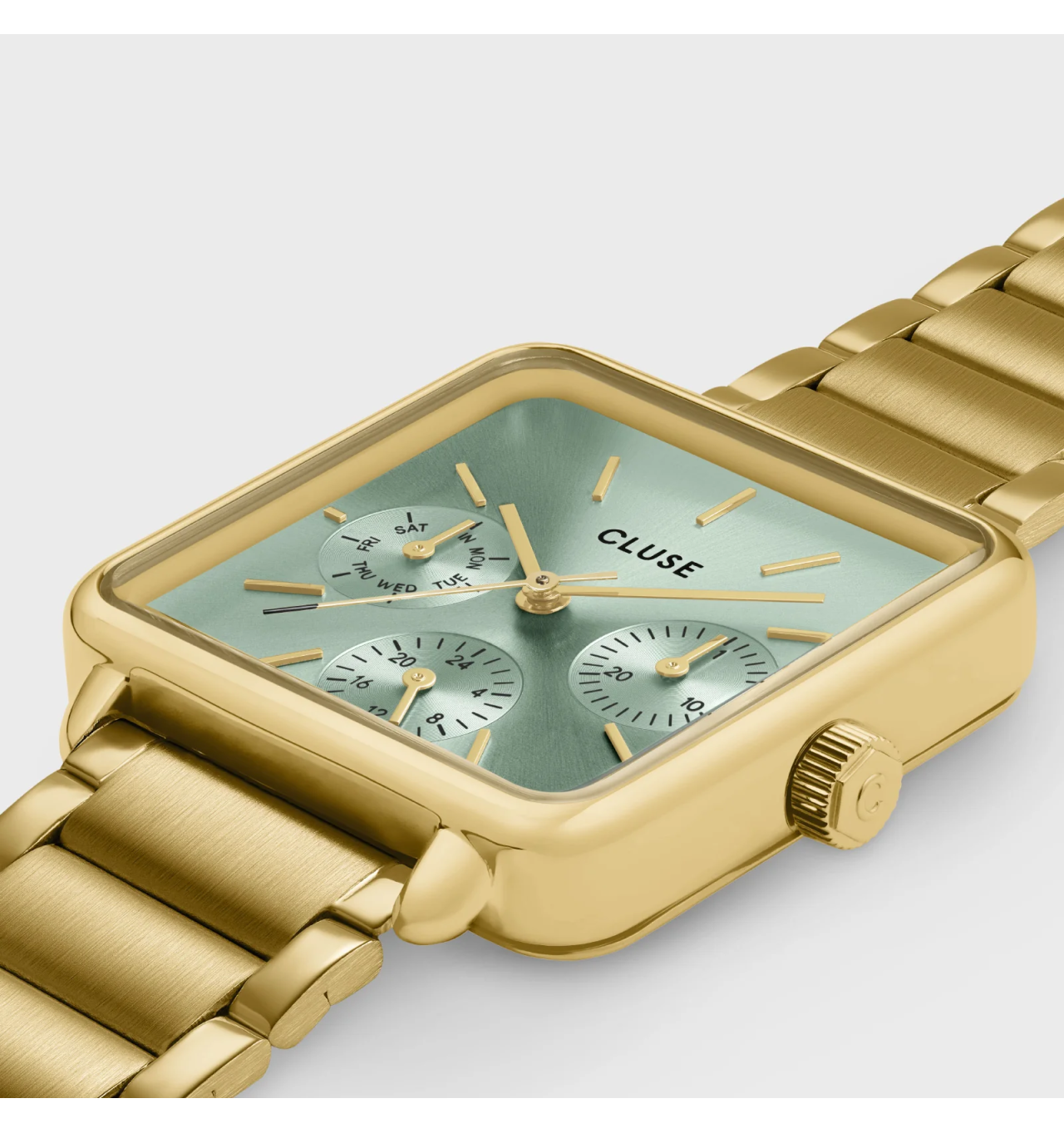 cluse-tétragone-montre-femme-acier-carré-doré-bijoux totem