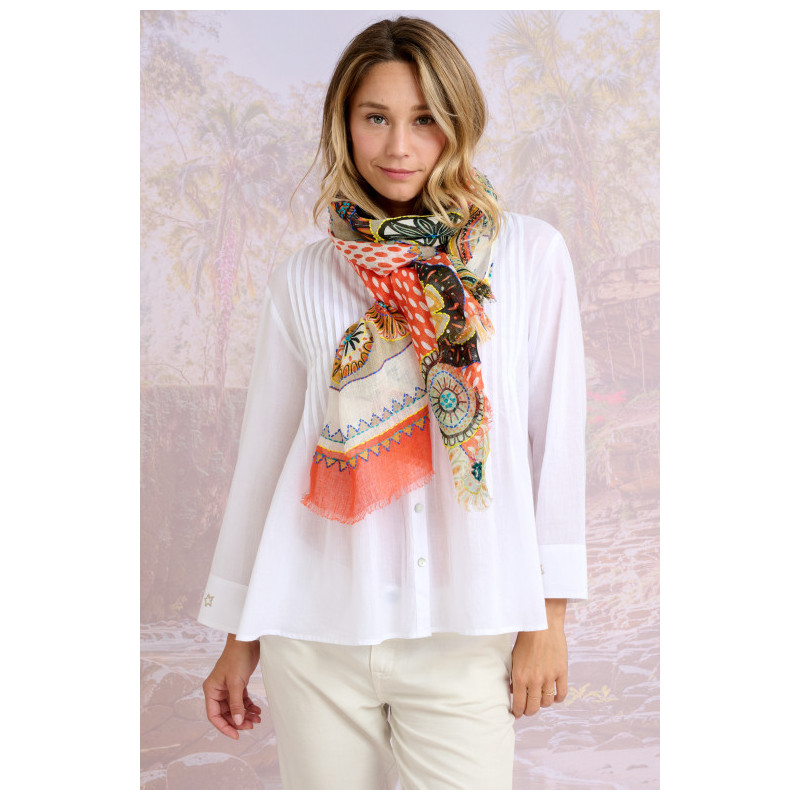 storiatipic-foulard-athéna-rouge-lin-bijoux-totem.