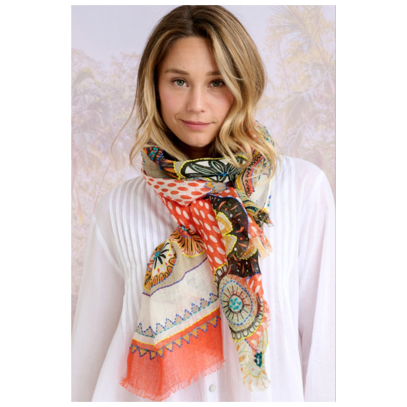 storiatipic-foulard-athéna-rouge-lin-bijoux-totem.