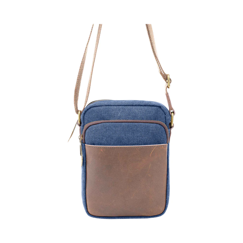 zede paris-chatelet-bleu-mixte-sac-cuir-toile-bijoux totem.