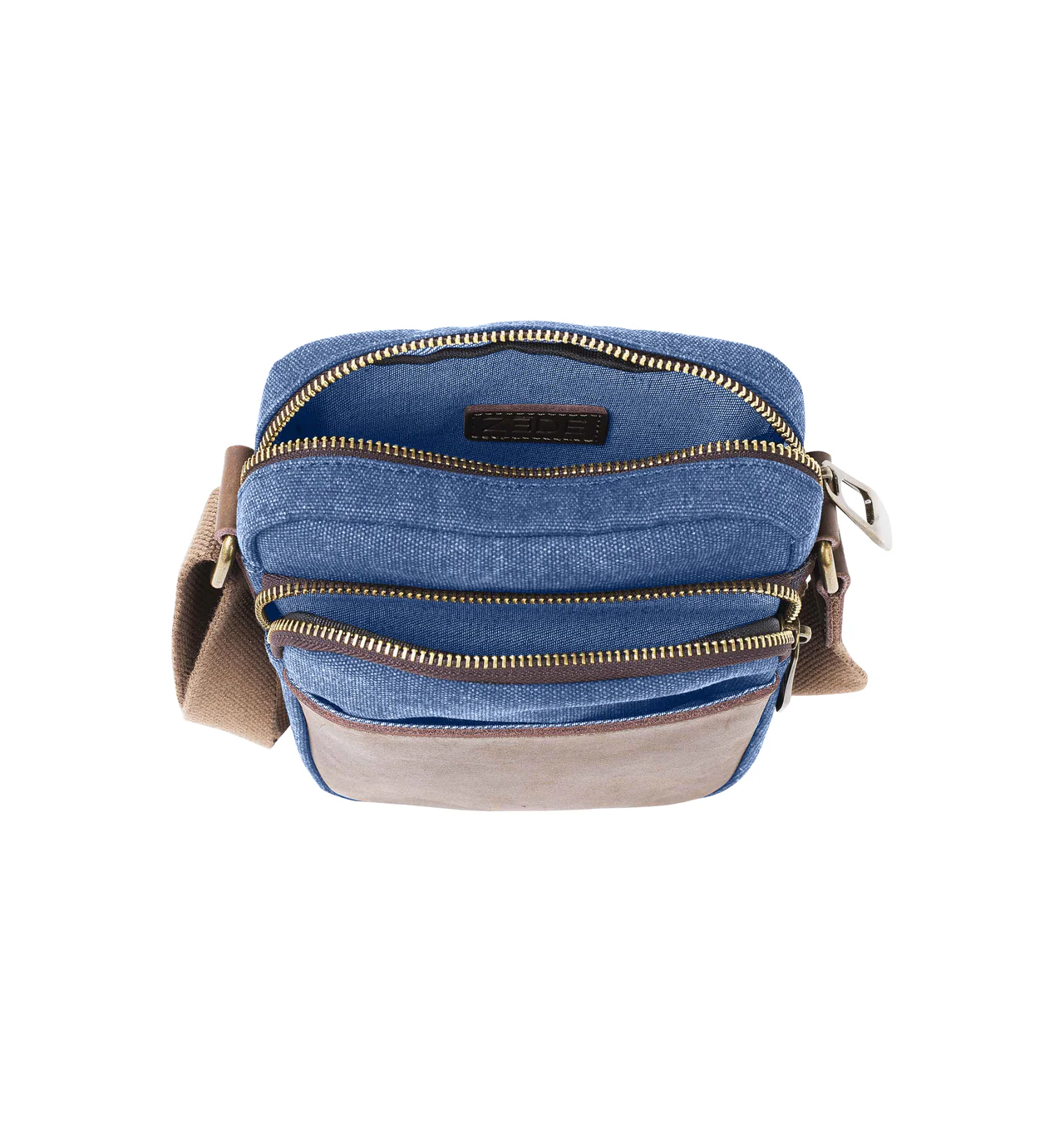 zede paris-chatelet-bleu-mixte-sac-cuir-toile-bijoux totem.
