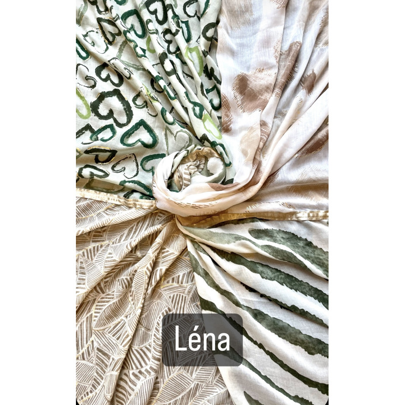 shanna-léna-foulard-vert-beige-blanc-kaki-bijoux-totem