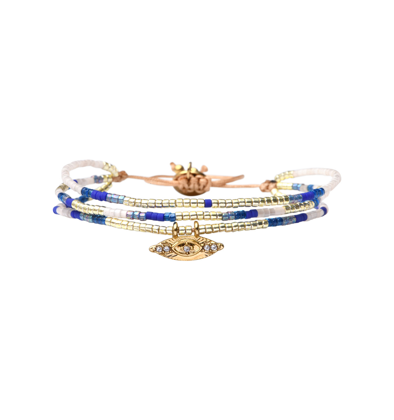 belle-mais-pas-que-electric-blue-lise-bracelet-ajustable-3 rangs-bijoux totem