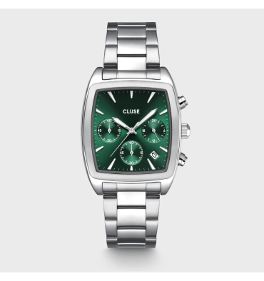 cluse-quartaut-montre-homme-acier-vert-chrono-bijoux totem
