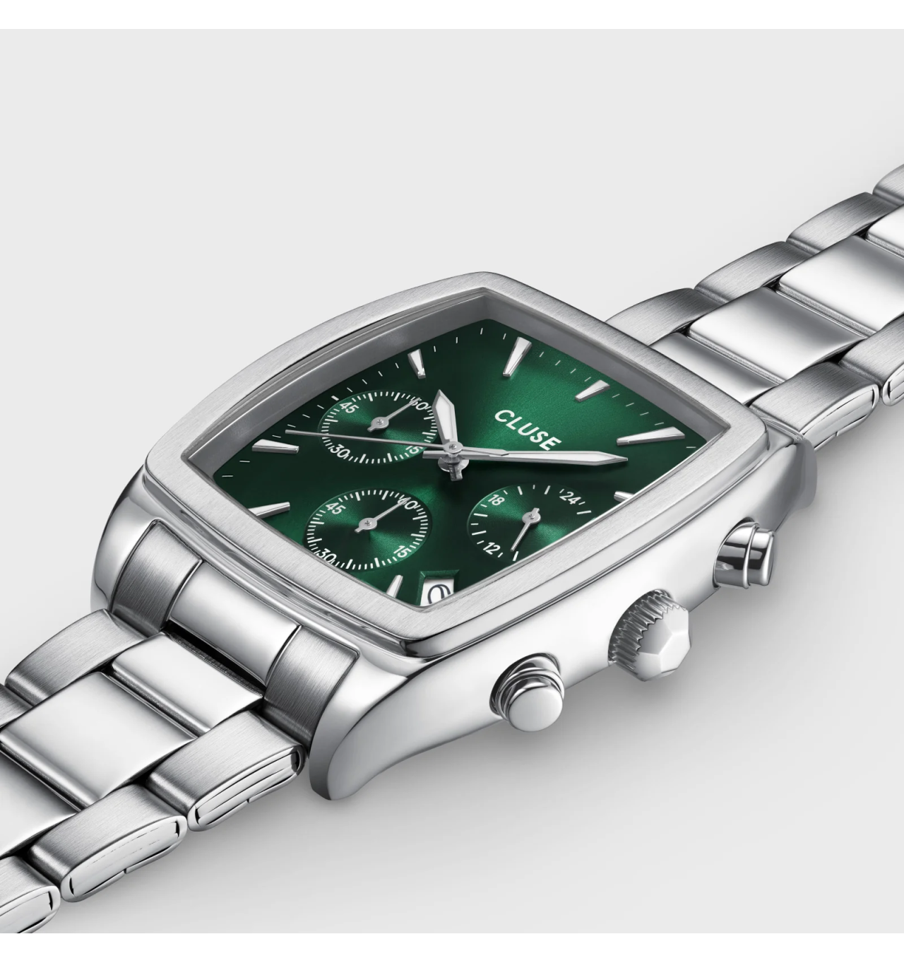 cluse-quartaut-montre-homme-acier-vert-chrono-bijoux totem