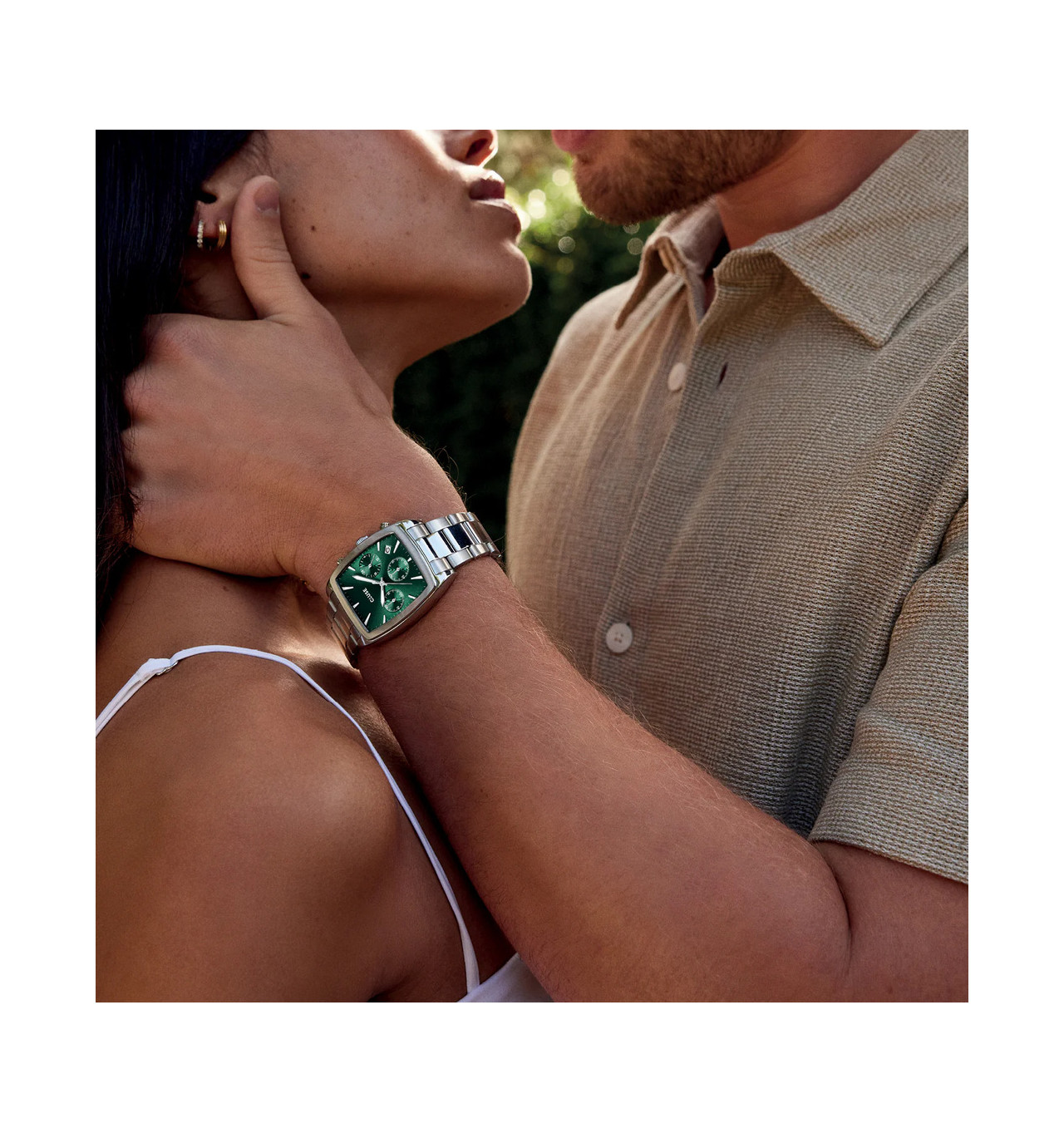 cluse-quartaut-montre-homme-acier-vert-chrono-bijoux totem