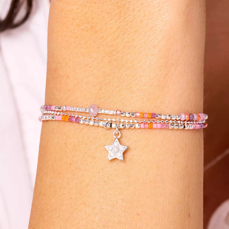 doriane-bijoux-étoile-bracelet-élastique-rose-violet-argent-bijoux-totem.