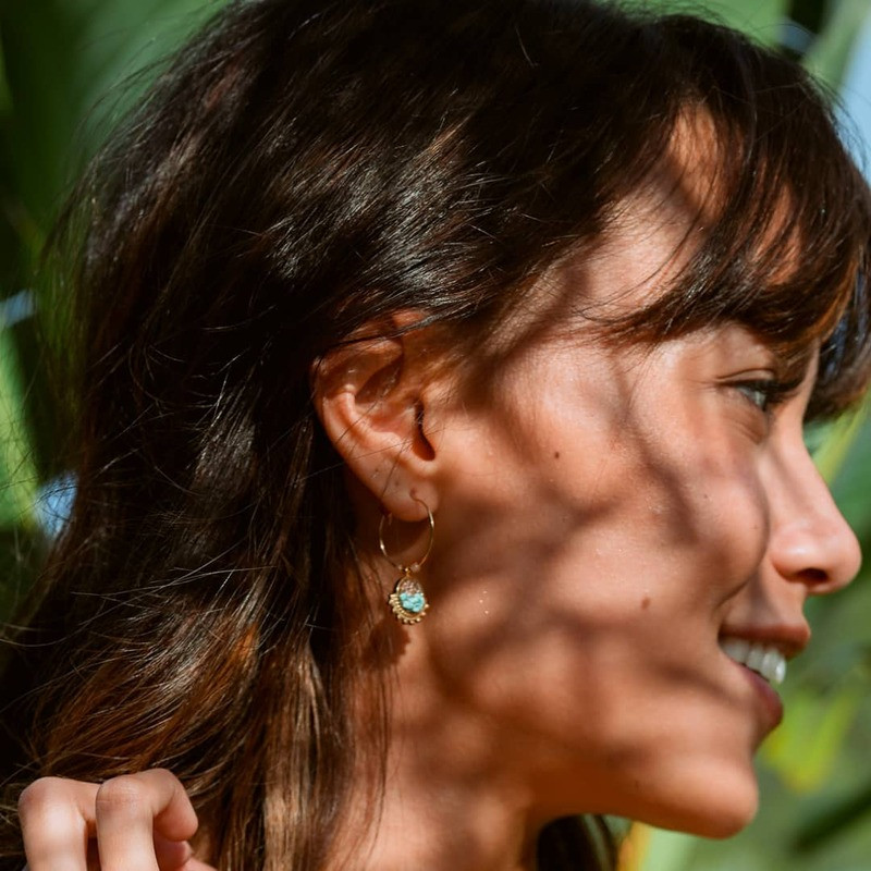 loetma-jasmine-boucles d’oreilles-créoles-turquoise-bijoux totem