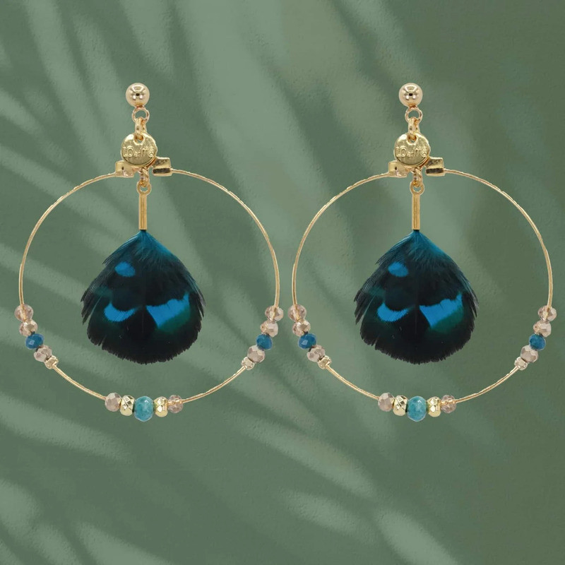 loetma-messina-boucles d’oreilles-gitanes-vert-bijoux totem