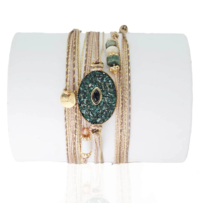 loetma-météore-médaille-bracelet-ajustable-fuschite-bijoux-totem
