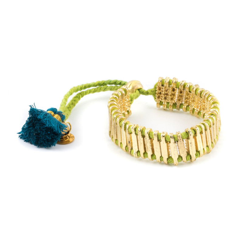 house-of-tuhina-doré-vert-bracelet-fantaisie-bijoux-totem.