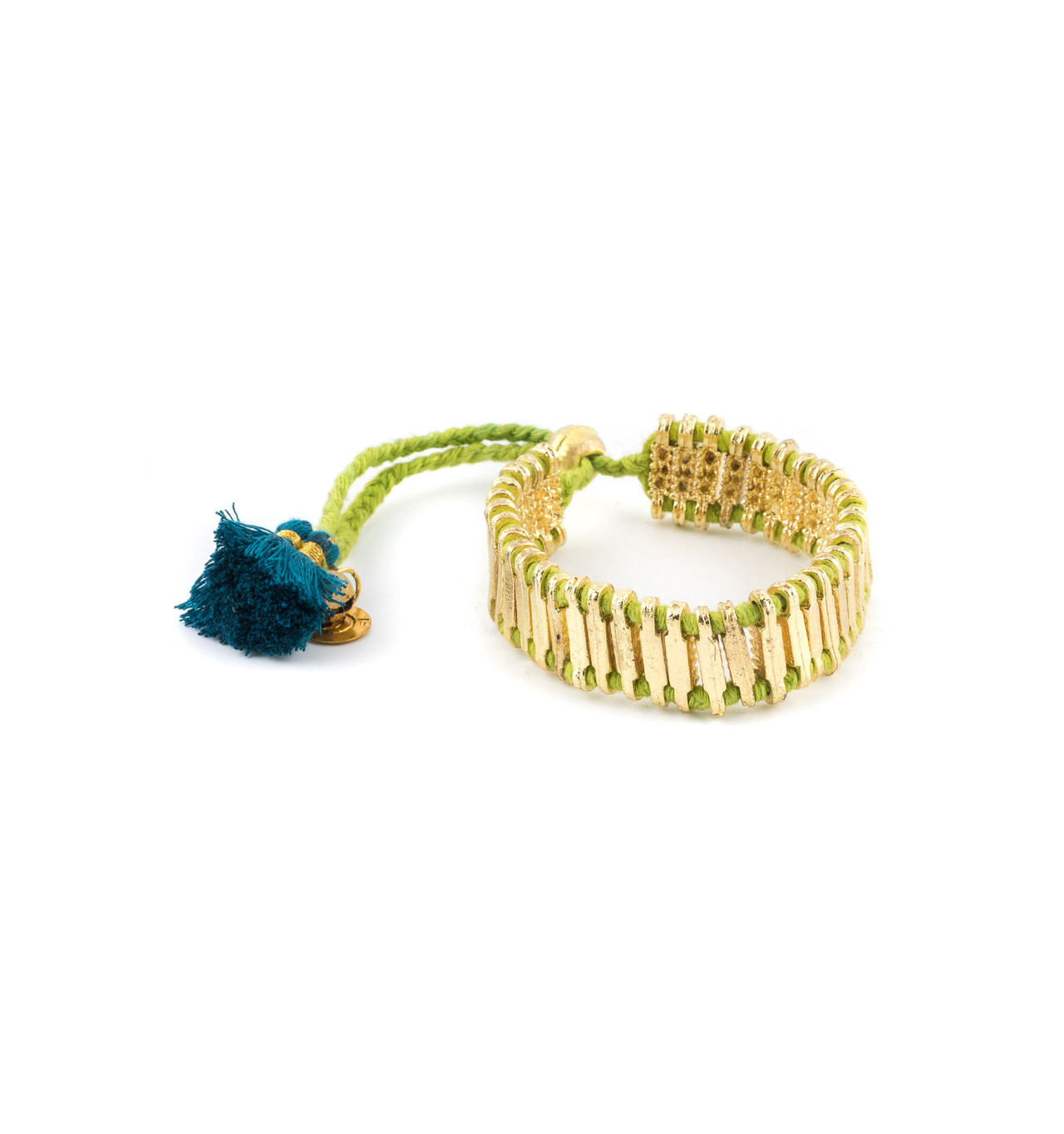 house-of-tuhina-doré-vert-bracelet-fantaisie-bijoux-totem.