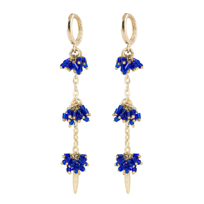 house-of-tuhina-créoles-boucles-d ’oreilles-dorées-bleu-bijoux-totem.