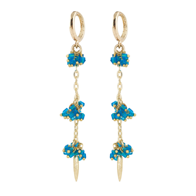 house-of-tuhina-créoles-boucles-d ’oreilles-dorées-bleu-bijoux-totem.