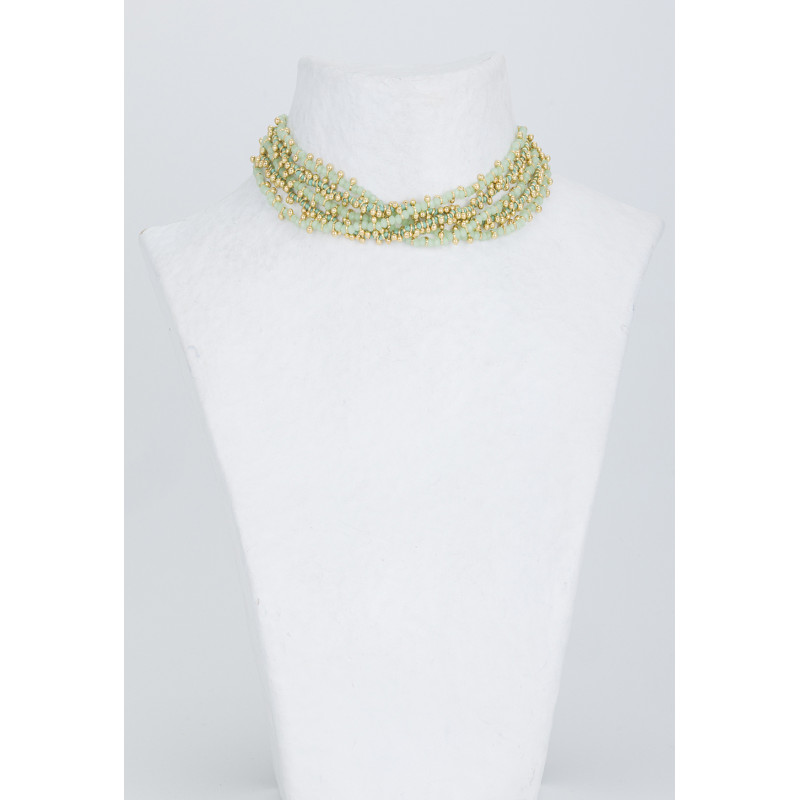house-of-tuhina-collier-multirangs-vert-menthe-doré-fantaisie-bijoux-totem.