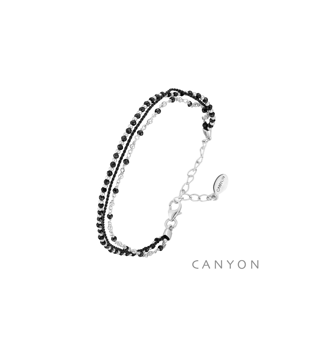Bijoux Totem CANYON CANYON France Bracelet 3 rangs Noir Argent.