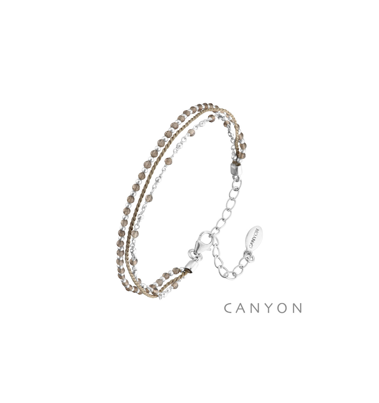 Bijoux Totem CANYON CANYON France Bracelet 3 rangs Kaki Argent.