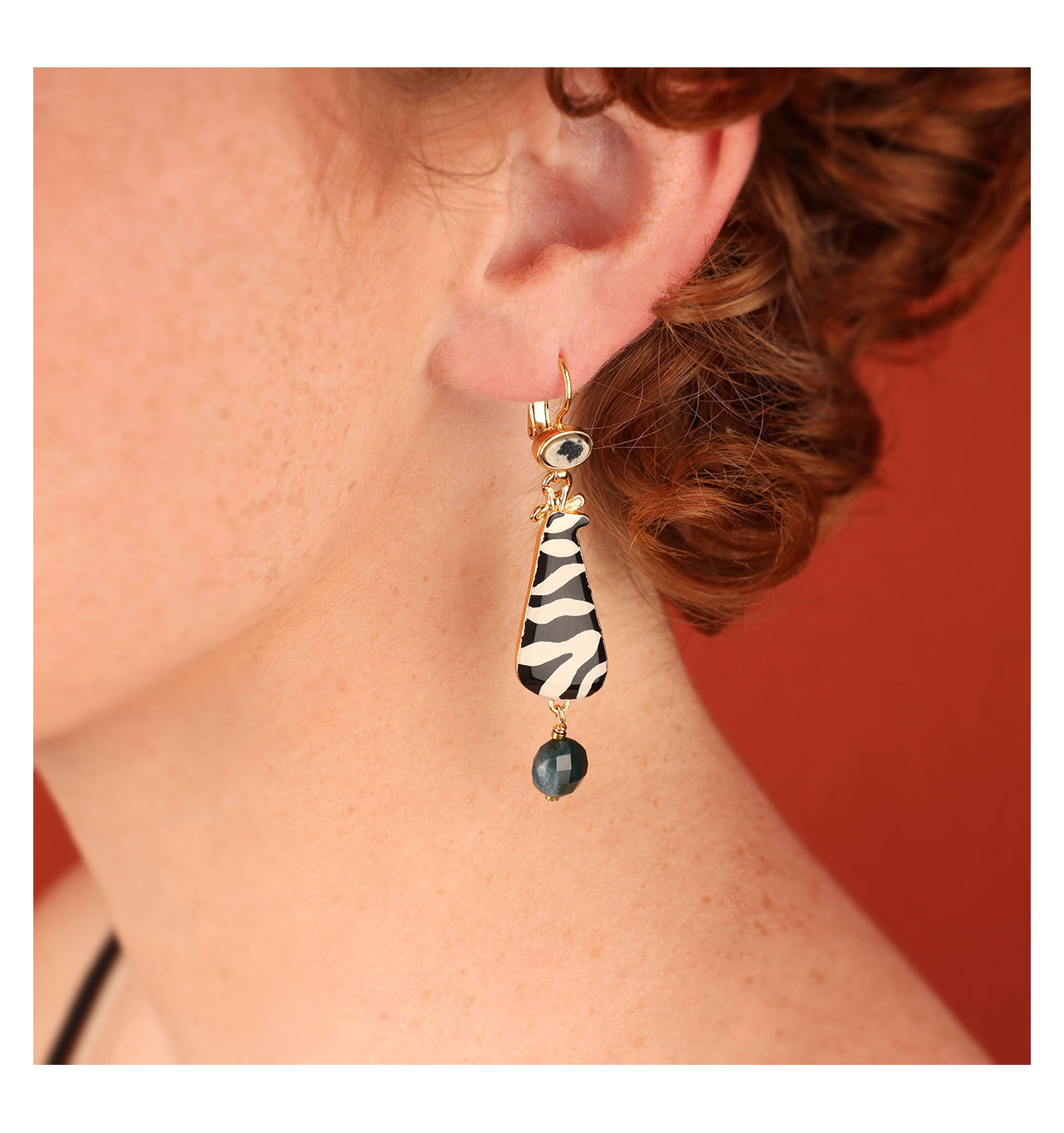 Dormeuses Zebra, Marque Taratata bijoux | Bijoux Totem