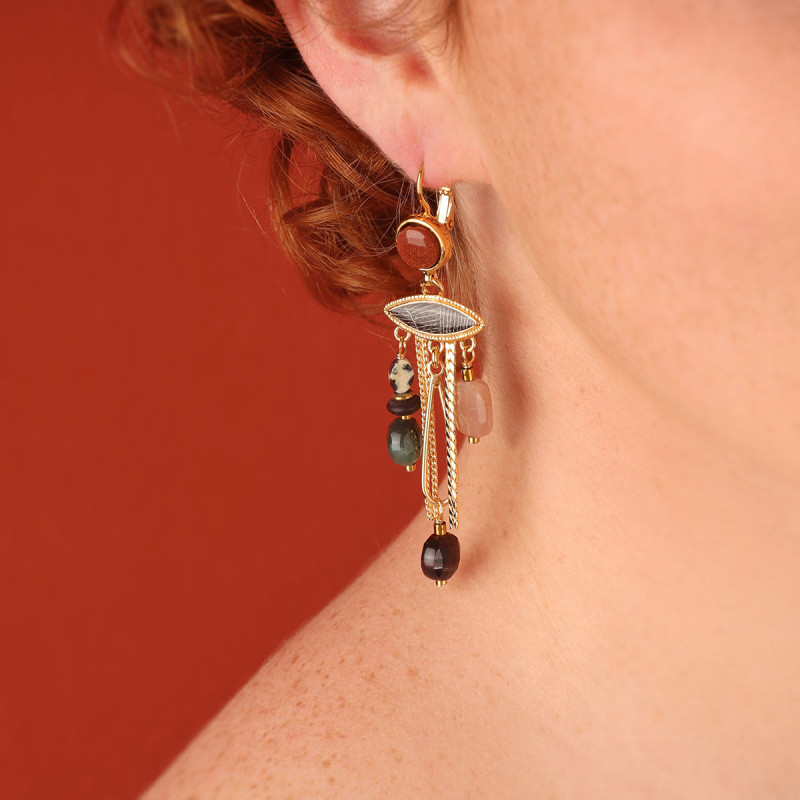 Dormeuses Zebra, Marque Taratata bijoux | Bijoux Totem