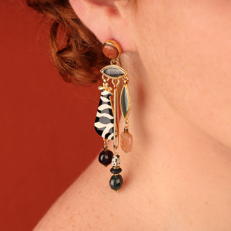 Boucles d'oreilles Zebra, Taratata bijoux | Bijoux Totem