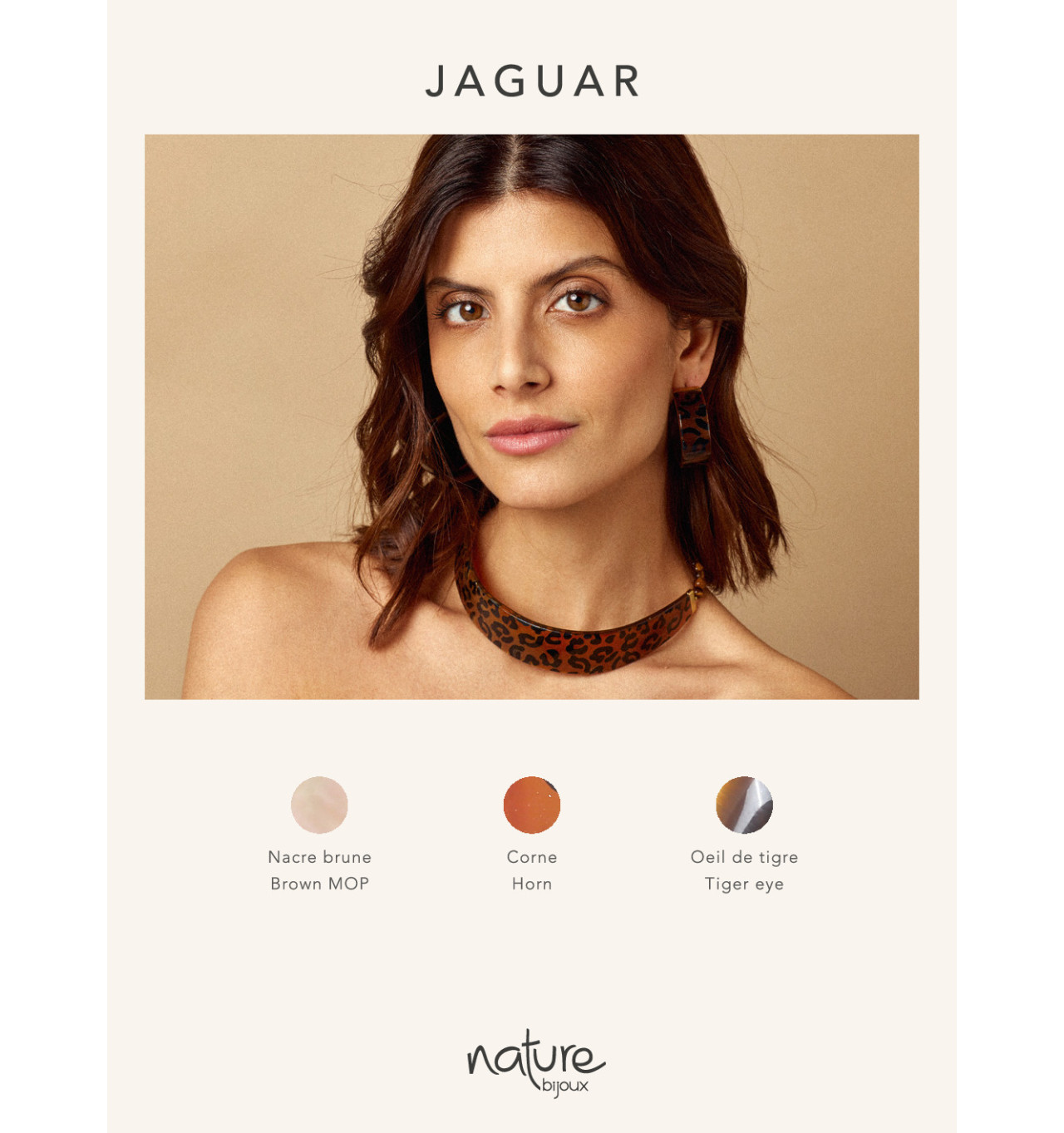 Bijoux Totem NATURE NATURE bijoux Boucles d’oreilles Dormeuses Jaguar.