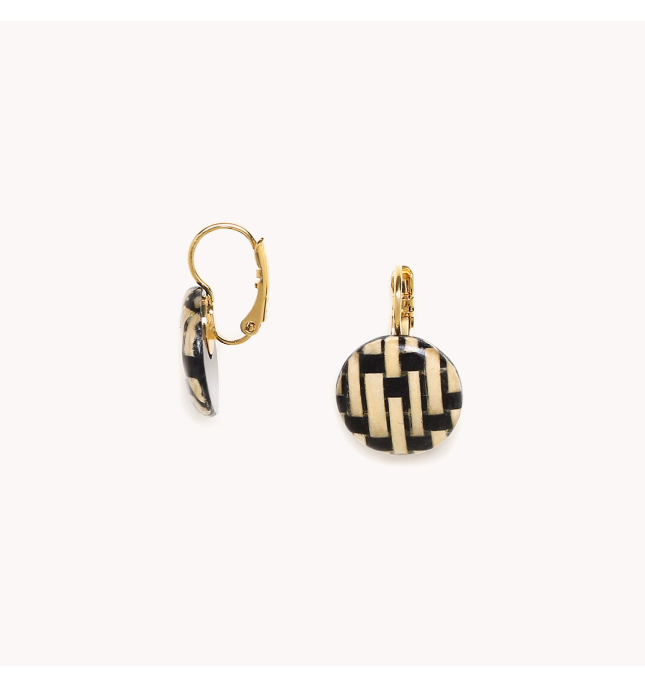 Dormeuses Rondes Madame Bogolan, Marque Nature| Bijoux Totem