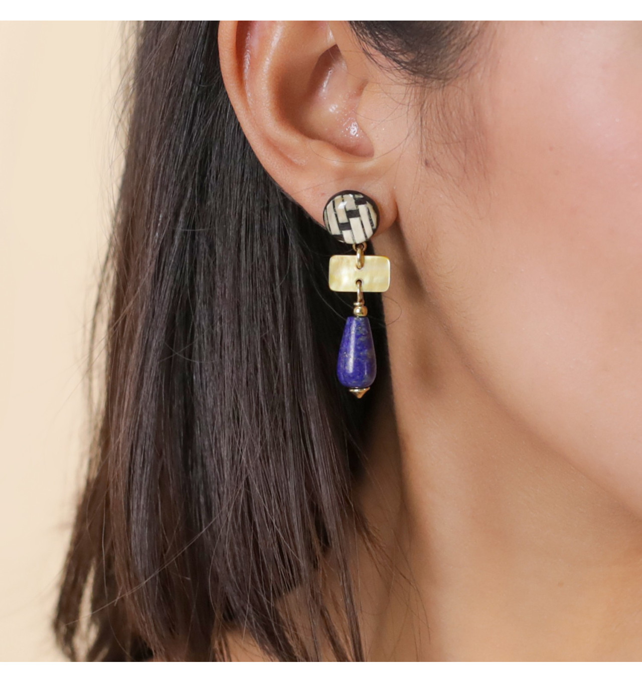 Bijoux Totem NATURE NATURE bijoux Boucles d'oreilles Poussoirs Madame Bogolan.