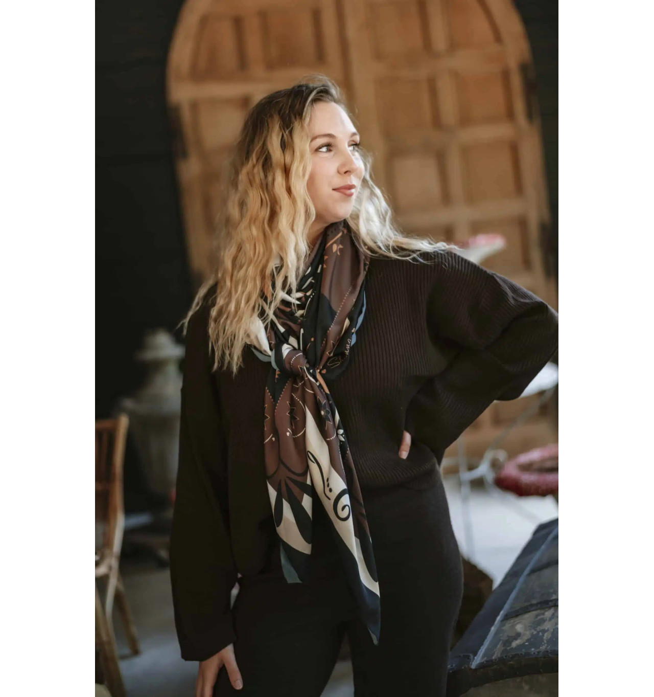 Bijoux Totem SHANNA Shanna Foulard Carré Love Choco.