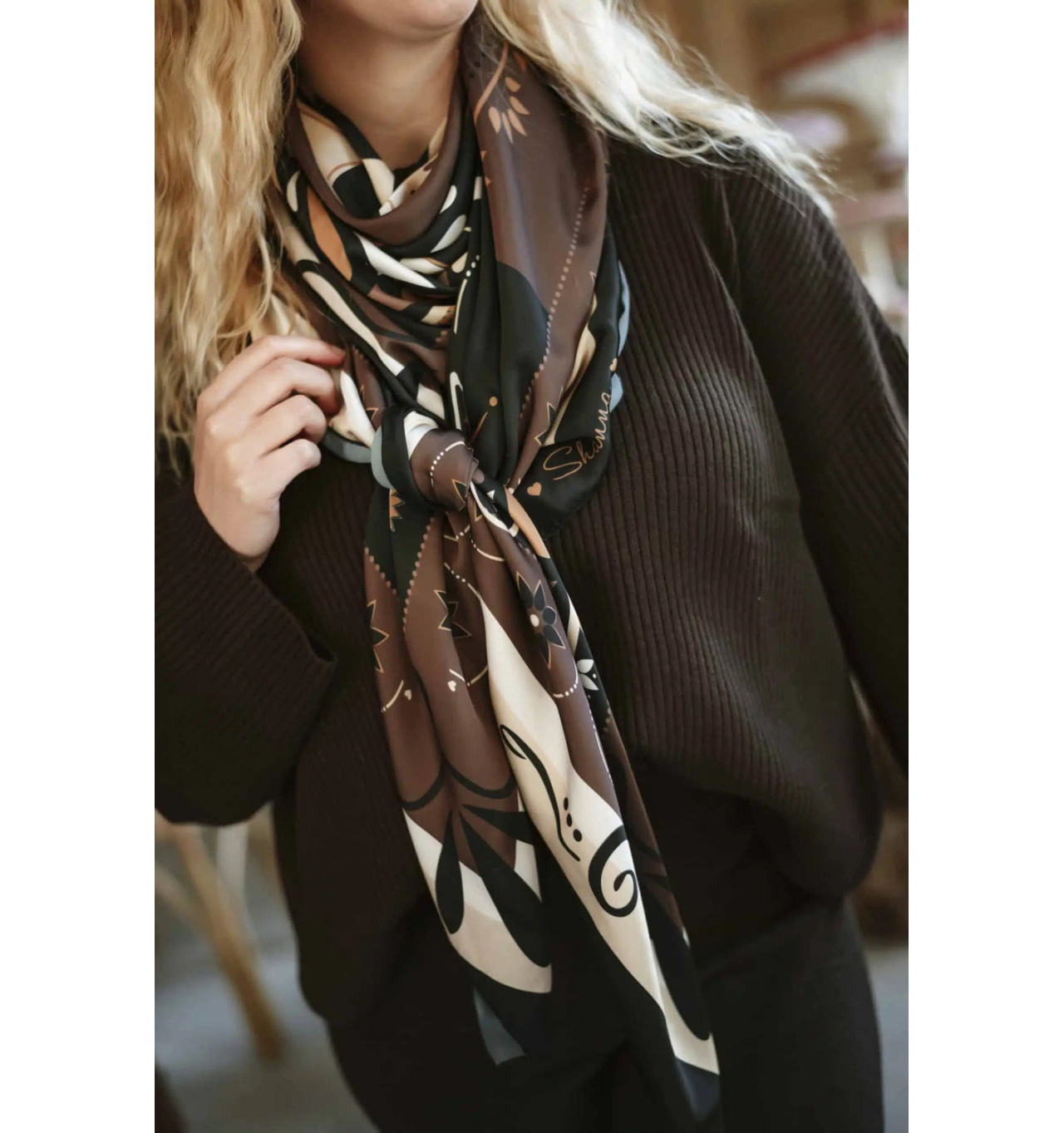 Bijoux Totem SHANNA Shanna Foulard Carré Love Choco.