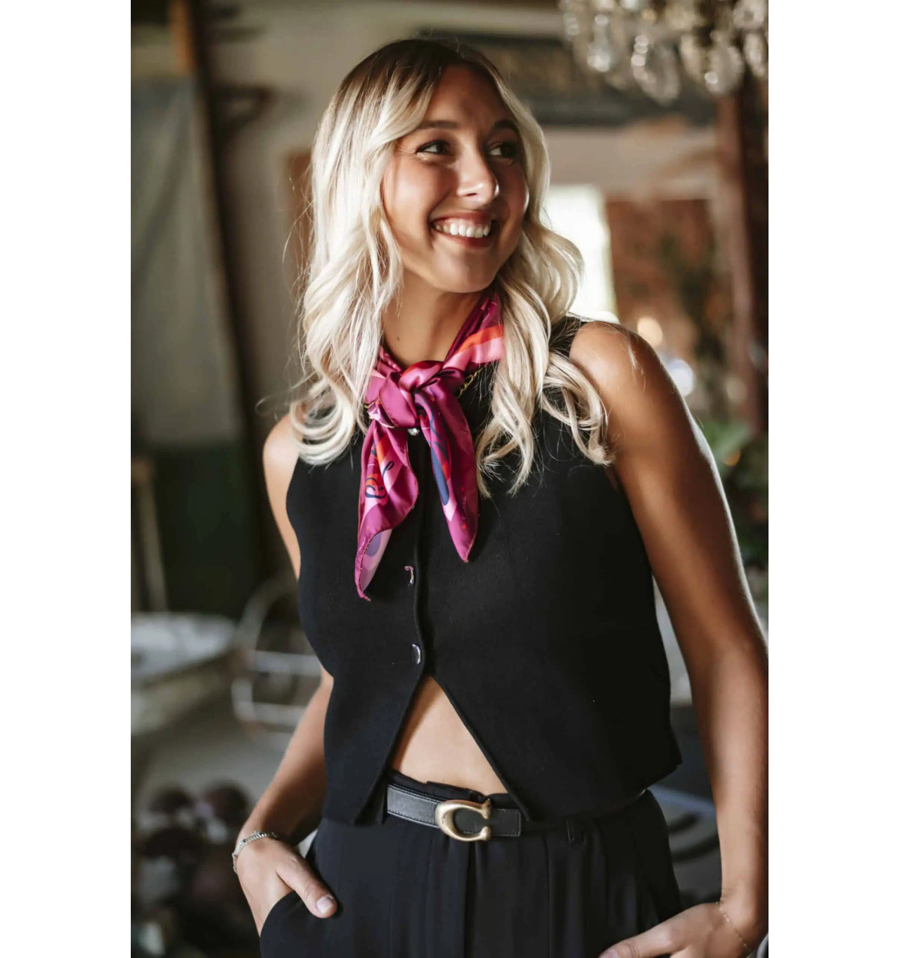 Bijoux Totem SHANNA Shanna Foulard Mini Carré Love Bordeaux.