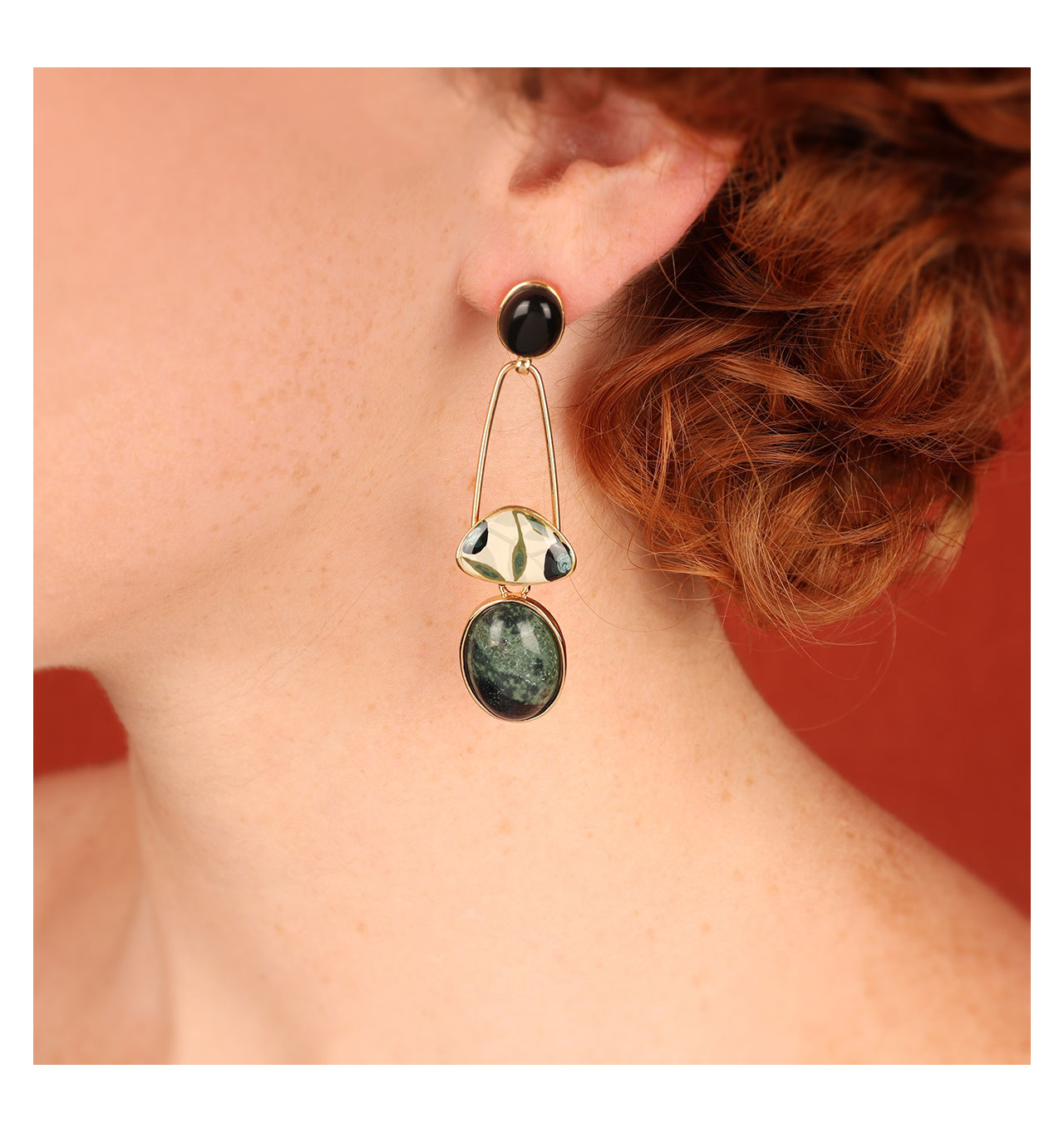 Bijoux Totem TARATATA TARATATA bijoux Boucles d'oreilles Puces Olive.